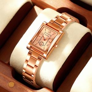 Reloj de cuarzo para mujer, estilo vintage, cuadrado, resistente al agua, con brazalete de acero, venta al por mayor para exportación - Product Image 5
