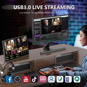SYONG Mezclador HDMI de 4 canales Tarjeta de captura de video inalámbrica 4K Pantalla cuádruple HDMI USB 3,0 para grabación de juegos Equipo de transmisión en vivo - Product Image 2