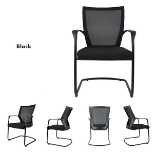 Silla de invitados de reunión de Oficina de malla completa de estilo moderno con material de tela base de trineo cromado - Product Image 4