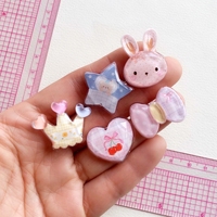 Breloques en résine à dos plat, motifs Ours, Nuages, Petit Lapin, Accessoires de dessin animé pour porte-clés, décoration DIY pour chaussures et coques de téléphone portable