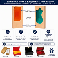 Plakat Penghargaan Kayu Kustom Resin Birch Solid Bintang Kreatif Otorisasi Merek Suvenir Pertandingan Olahraga Grosir