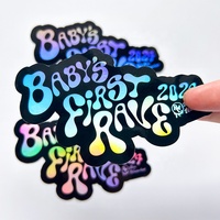 Vente en gros d'autocollants holographiques graffiti étanches avec logo autocollants laser personnalisés pour ordinateur portable skateboard