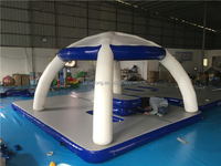 Plataforma Flotante Inflable con Toldo para el Sol, Bar Flotante para Yate, Playa, Océano, Fiestas y Entretenimiento