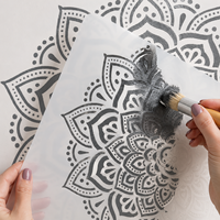 Pochoir mural de grandes fleurs mandalas (52x52cm) Décoration de studio de yoga Pochoir de peinture d'art mandala