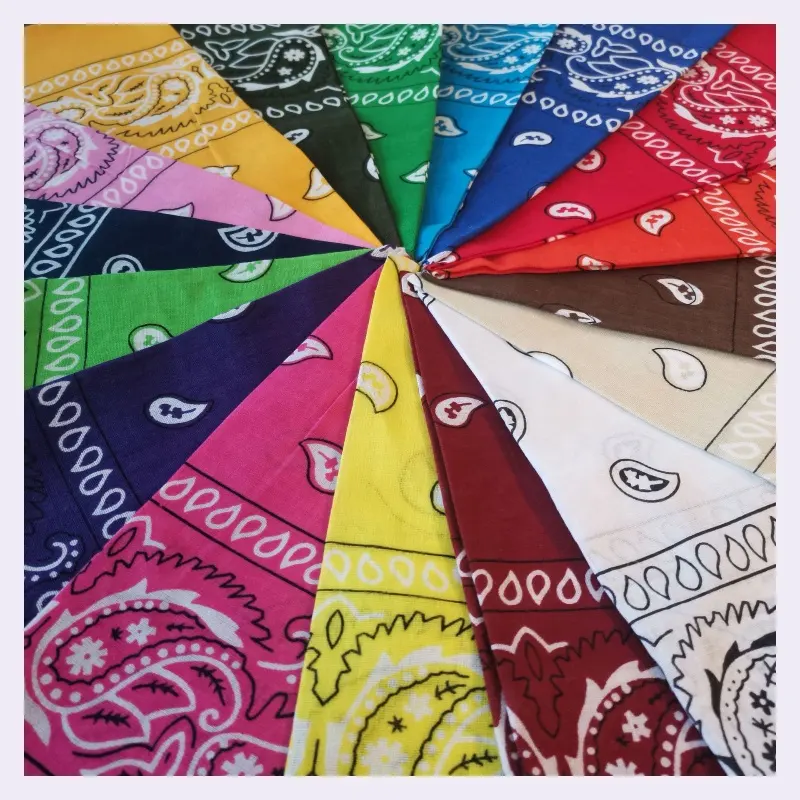 Commercio all'ingrosso traspirante Logo personalizzato Bandana etnica sciarpa quadrata bandane in cotone Paisley per le donne