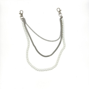 โซ่คาดเอวหลายชั้นประดับมุกเทียม สไตล์ฮิปฮอป พังก์ สำหรับทุกเพศ สวมใส่ได้ทุกวัน สีขาว K - Product Image 5