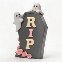 Squelette d'Halloween en résine dans un cercueil, décoration d'intérieur ange