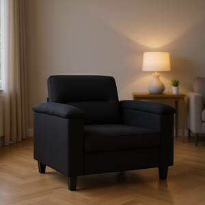 Poltrona Nera da Soggiorno, Design Elegante, Rivestimento in Tessuto, Schienale Solido, Stile Moderno, Arredamento per la Casa - Product Image 2