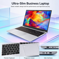 Ordinateur portable professionnel argenté 15,6 pouces Intel i7 8550U 4 cœurs 8 threads, graphismes UHD 620, SSD en option, batterie 5000 mAh, interfaces USB HD