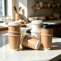 Gobelets en papier jetables pour bar à jus, smoothie shop, boissons froides, logo personnalisé, vente en gros de gobelets en papier