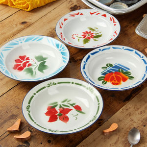 Bol et assiettes en émail épais avec couvercle, motif floral décoratif, pour cuisine nostalgique, 14-26 cm - Product Image 4