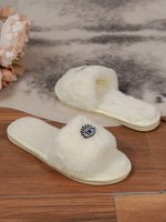 Nouvelles pantoufles en fourrure pour femme, style coréen, automne-hiver, à bout ouvert, grande taille, avec strass et personnalité