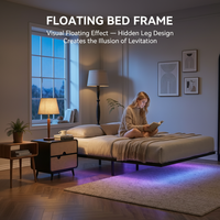 Meilleure Vente : Lit en Fer avec Lumières, Cadre de Lit Simple pour Chambre à Louer, Lit en Fer de 1,9 mètre ou 2 mètres, Lit Double pour Chambre Principale à Domicile