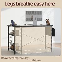 Plateforme de bureau gaming OEM surélevée pour écran, motif fibre de carbone, avec porte-gobelet et support casque, structure en acier, table d'ordinateur