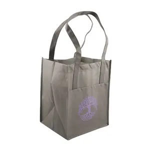 Özel baskılı çevre dostu dokunmamış bakkal Tote geri dönüşümlü kumaş alışveriş çantası cep ve saplı özelliği