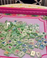 Set Mahjong Americano MAOJI MJ066 Garden Glow Matcha Pearl all'ingrosso, 160 Tessere in Acrilico Incise, Gioco Ecologico per Serate di Gioco