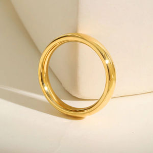 Bague Homme Acier Inoxydable Plaqué Or 14k Finition <span class=keywords><strong>Soign</strong></span>ée Simple Lisse Étanche Bijoux En Gros - Product Image 2