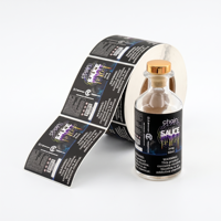 Impression de rouleaux d'autocollants adhésifs en vinyle imperméable avec logo personnalisé, étiquettes d'emballage de produits bon marché, fabricant d'étiquettes pour bouteilles de boissons et de jus