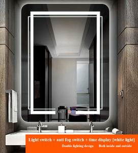 Rectangular Gold Frame LED Backlit Bathroom Mirror With <strong>Twin</strong> LED Light Border Design Anti Fog Hotel Custom Wholesale Supply - Product Image 6