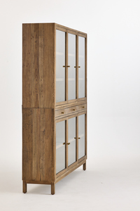 Vetrine in Vetro Moderne e Minimaliste Personalizzate, Quadrate in Legno di <span class=keywords><strong>Olmo</strong></span> Grigio Fumé, Adatte per Soggiorni - Product Image 3