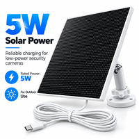 Caméra de sécurité extérieure avec panneau solaire 5W 5V ETFE monocristallin, chargeur avec câble de 2 m type C et support réglable