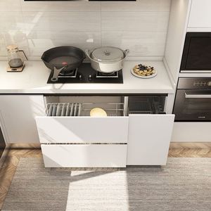 Muebles de Cocina Modernos de Lujo con Iluminación LED, Solución de Almacenamiento Personalizada, Puerta de Vidrio, Despensa de Mármol, Juego Completo en Venta - Product Image 2