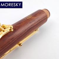 MORESKY Professional Rosewood & Mopane Soprano Clarinet A-Tune 17 Golden Keys Customized in La MA68 with Nickel Silver Surface