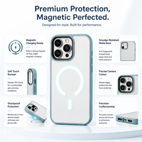 Casing HP Magnetik Frosted TPU PC, Nuansa Mewah Anti-Kotoran, Pelindung N52, Penyangga, untuk 18 16 15 14 Pro Max
