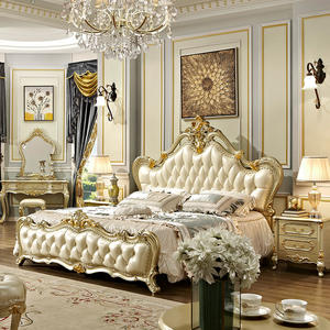 Europäischer Stil Massivholz Leder Hochzeitsbett 1,8 Meter Apartment Villa Eiche Schlafzimmermöbel Luxus Königliches Bett - Product Image 1