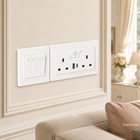 Prise murale blanche UK 13A avec 2 ports USB Type-C 18W à charge rapide, interrupteur universel en verre trempé, 4 prises pour usage industriel et hospitalier