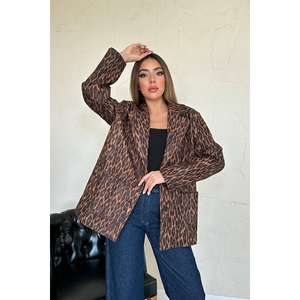 Blazer de Mujer con Estampado de Leopardo, Manga Larga, Tejido, Chaqueta de Otoño - Product Image 6