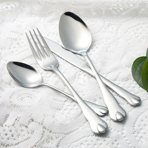 סט סכו "ם נירוסטה הסיטונאי מלוטש כסף תה קינוח שחור כולל סכין מזלג - Product Image 1