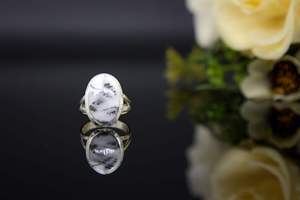 Anneau ovale en agate dendritique en argent sterling 925 fait à la main avec pierres précieuses naturelles pour femmes, bijoux de style bohème vintage - Product Image 3