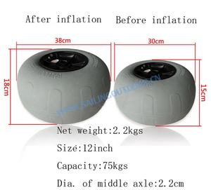 12 ''extérieur voile sable roue plage chariot <span class=keywords><strong>Kayak</strong></span> remorque gonflable chariot <span class=keywords><strong>pneumatique</strong></span> bateau remorques ballon pneu roues PVC coque - Product Image 5