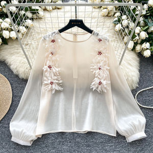 Lumière Mature Vent Vintage Senior Chemise Fleur Royal Sister Temperament <span class=keywords><strong>Blouse</strong></span> - Product Image 5