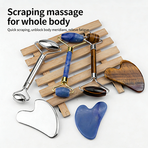 Set <span class=keywords><strong>di</strong></span> Massaggiatori in Cristallo <span class=keywords><strong>di</strong></span> <span class=keywords><strong>Giada</strong></span> e Quarzo Rosa, Rullo a Doppia Testa per Massaggio Corpo e Riduzione Cellulite, OEM - Product Image 1