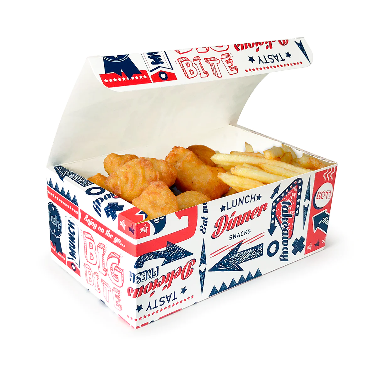 Пользовательский фаст-фуд, жареные куриные nuggets wings, одноразовый автоматический замок, нижняя складная картонная коробка, бумажный контейнер, упаковочные коробки