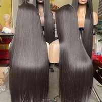 Perruque Lace Front 360 en Cheveux Humains, Noir Naturel Lisse, 24 Pouces, Couverture Complète pour Femmes Noires