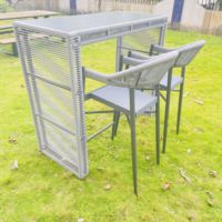 Mobilier d'extérieur Chaise haute de bar en aluminium Patio Café Restaurant Bistro français Tabourets de comptoir empilables en corde