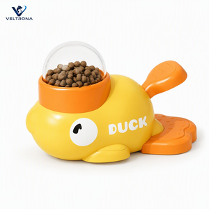 Distributeur de friandises en forme de canard jaune, jouet interactif de distribution lente et de puzzle pour chiens et chats, avec inclinaison pour libérer les croquettes et les friandises - Product Image 1