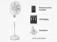 Ventilateur de sol portable solaire SL-8168 de 16 pouces avec batterie rechargeable, charge AC/solaire, oscillation, télécommande et écran LED