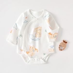 Mono para Bebé Recién Nacido, Diseño Floral, Cierre con Cordones en Ángulo, Etiqueta en el Cuello, Primavera-Otoño, Manga Larga, Algodón Puro, Sin Costuras - Product Image 2