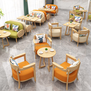 Cà phê Snack cafe thức ăn nhanh cửa hàng đồ nội thất nhà hàng da sofa Booth chỗ ngồi nhà hàng bàn ghế Bộ - Product Image 2