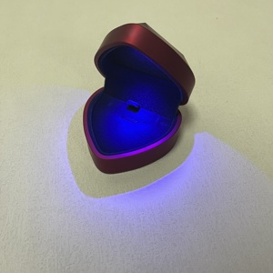 Wholesale Luxury Heart & Square Shape Jewelry Storage Ring Box LED Lights Custom Logo High Gloss Paint Gold Foil Plasti - Product Image 6