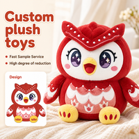 Peluche de Búho Personalizado OEM, Juguete de Peluche de Personaje, Bonito Pájaro Rojo, Animal de Peluche Personalizado, Muñeco de Peluche Suave