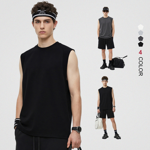 Camiseta sin mangas para hombre, 220GSM, algodón Lyocell, corte holgado, con costuras estructurales, fresca, para gimnasio, deporte, informal - Product Image 1