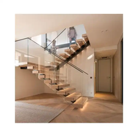 CBMMART Escalier d'intérieur en bois en U à limon unique sur mesure