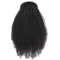 Perruque en Cheveux Humains Brésiliens Remy Grade 10A Afro Crépu Bouclé avec Queue de Cheval à Cordon, Extensions de Haute Qualité