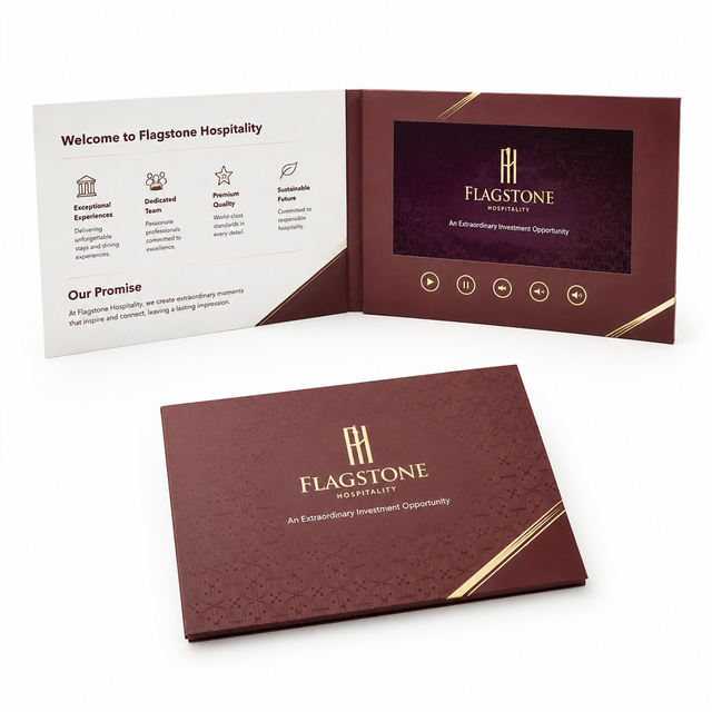 Customized LCD Display Video Booklet Mp4 Player Digital Video Brochure for Wedding Invitation Greeting Card