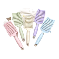 Brosse démêlante pour cheveux avec poignée en plastique ventilée et dents ajourées pour coiffure